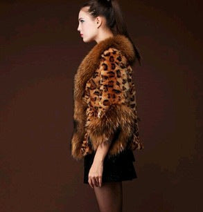 Leopard Print Faux Fur Women's Jacket to 3X Plus Size