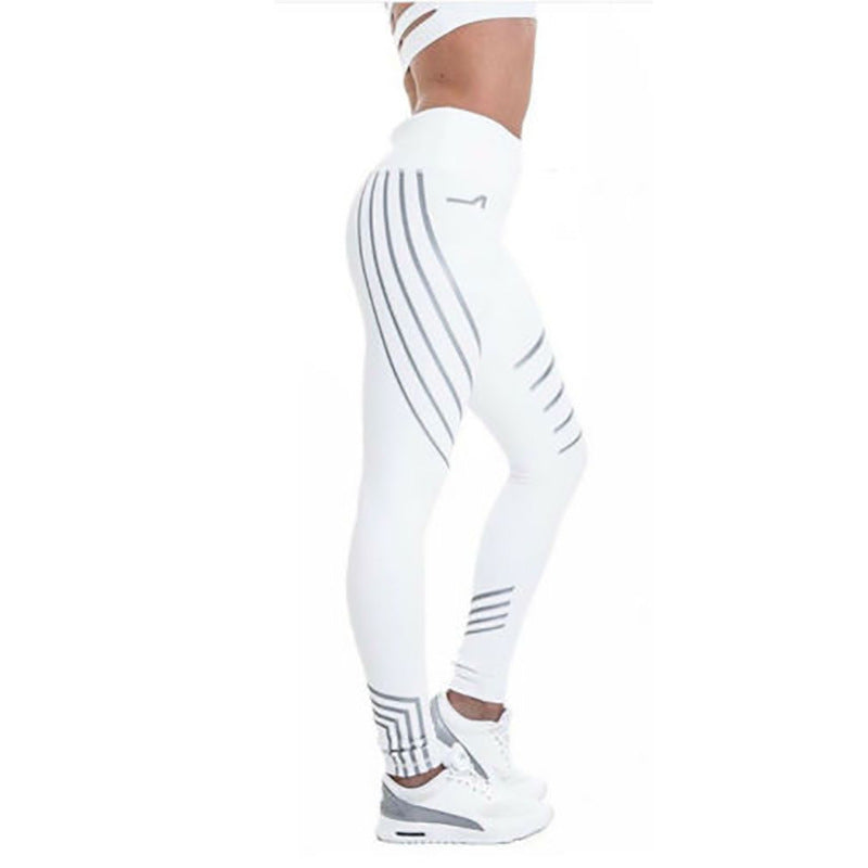 Geometric Colorblock Reflective Women's Fitness Sport Yoga Gym Skinny Leggings