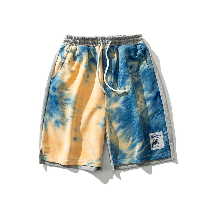 Men's Tie-Dye Drawstring Loose Elastic Waist Athletic Shorts