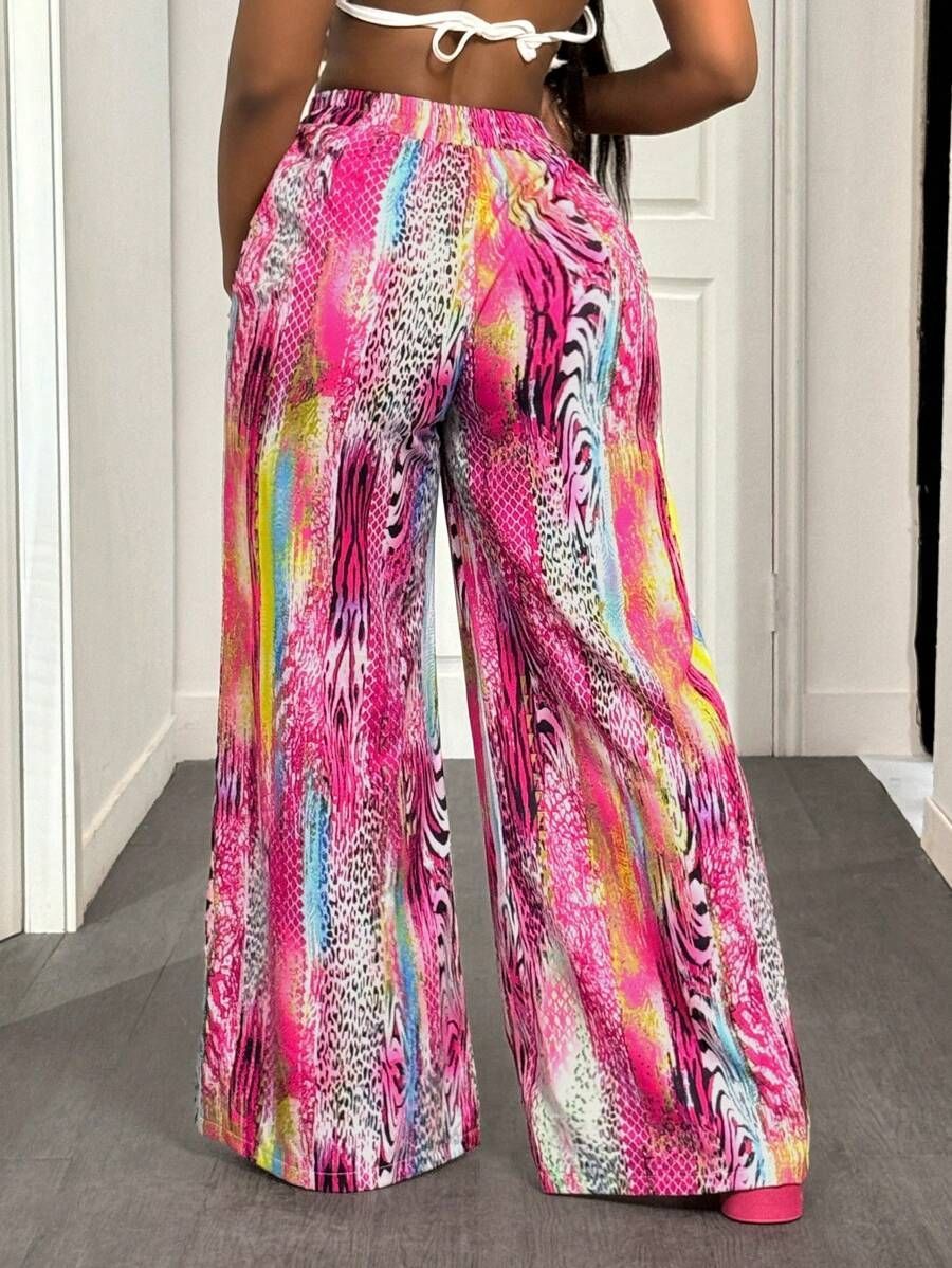 Multi-Colored Pattern Loose Breathable Women's Trouser Pants