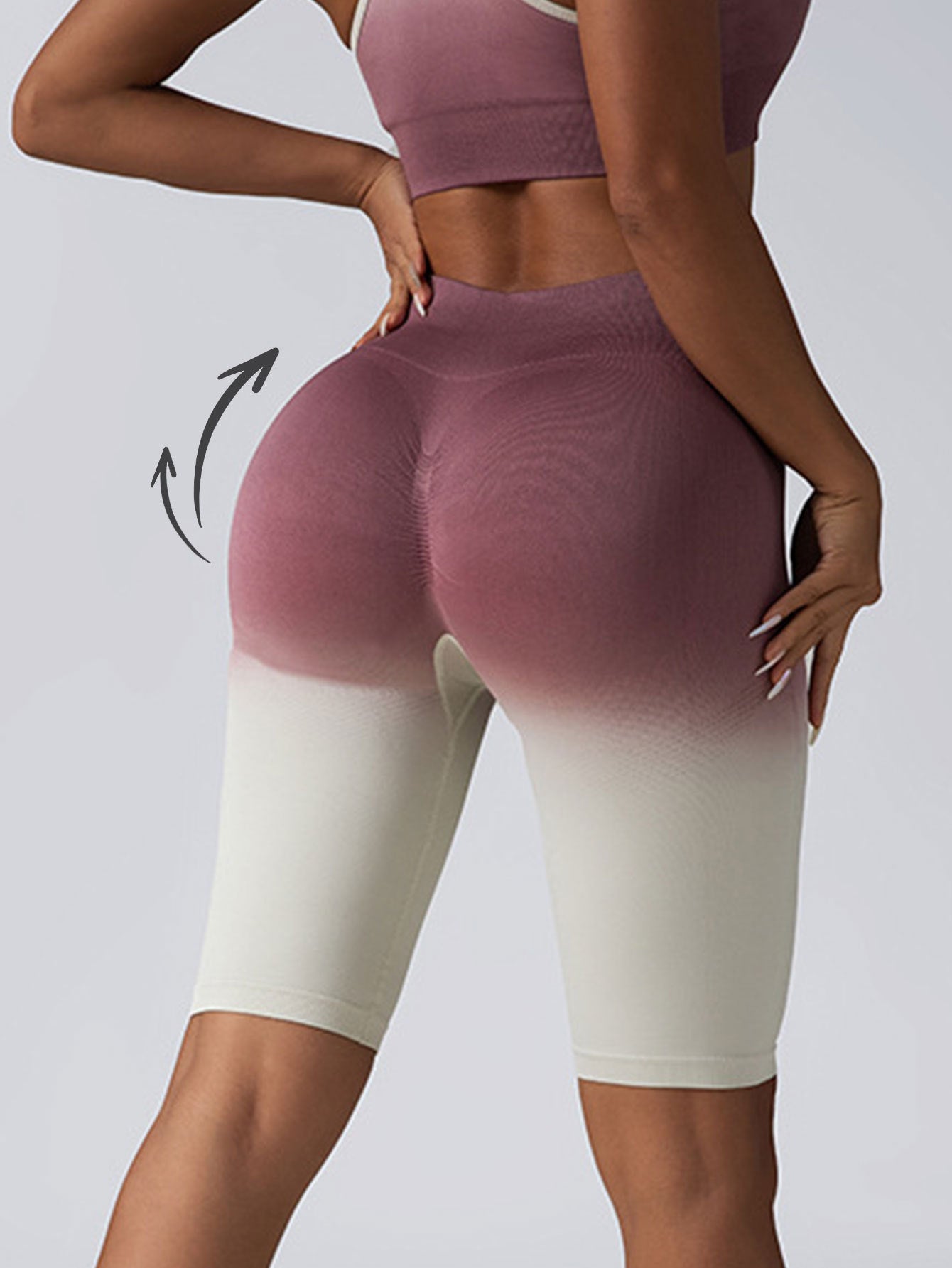 3-Pairs Pack: Colorblock Gradient Women's Workout Seamless High Waisted Scrunch Gym Yoga Biker Shorts