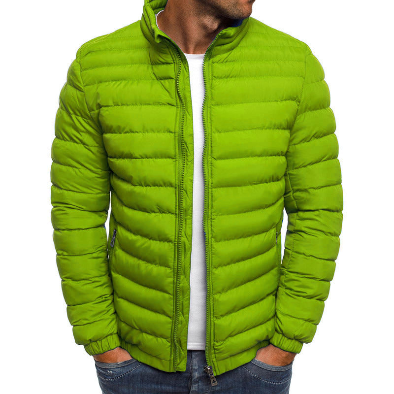 Men's Zipper Solid Color Long Sleeve Pockets Cotton Padded Jacket