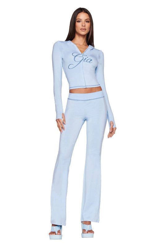 I AM GIA Women's Crop Zipper Hoodie Jacket + Sweatpants Tracksuit