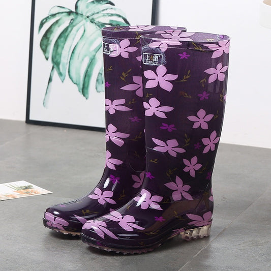 Floral/Plaid/Camoflauge/Polka Dot Print Women's Knee-High Rain Boots