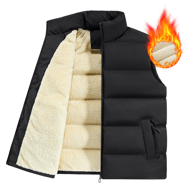 Men's Ribbed Sleeveless Lambswool Lined Solid Color Zipper Vest