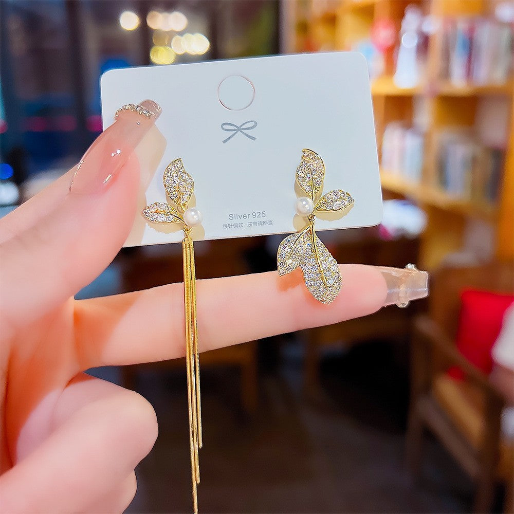 Assorted Hanging Sterling Silver/Gold Needle Light Rhinestone Pearl/Tassel Earrings