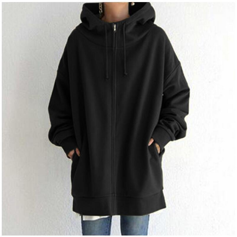 Oversized Drawstring Women's Fuzzy Long Sleeve Sports Pullover Zipper Hoodie Sweatshirt to 5X Plus Size