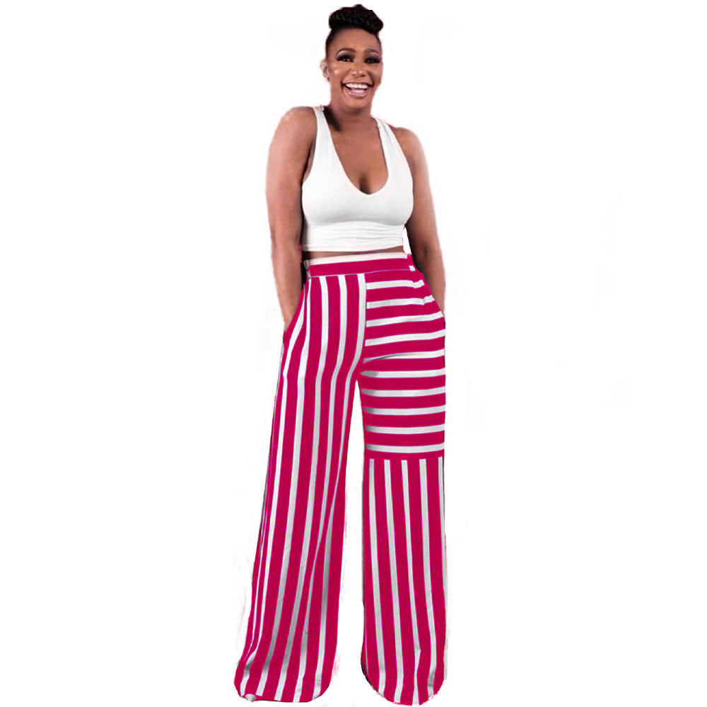 Women's Colorblock Striped Straight Wide Leg Lounge Pants
