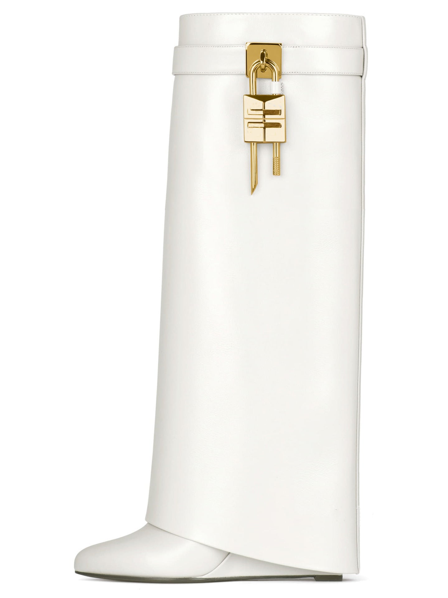 Snakeskin/Solid Color Metal Lock Pendant Women's High Heel Pointed Toe Slouch Boots