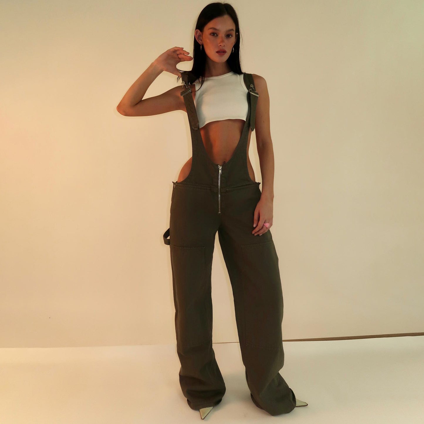 Faded Denim Pocketed Loose Suspender Streetwear Women's Overall Jeans Jumpsuit