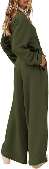 Knitted Long Sleeve Women's Solid Color Backless Sweater Jumpsuit