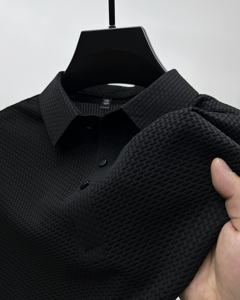 Men's Mesh Ice Silk Short Sleeve urn-Down Collar Polo Shirt