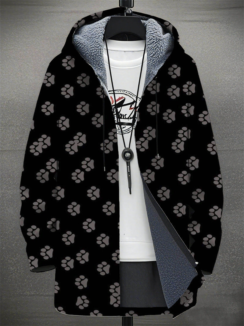Men's Colorblock/Plaid/Camo/Abstract/Bohemian  Digital Print Velvet 3/4 Length Hip-Hop Hoodie Jacket to 4X Big & Tall