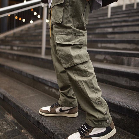 Men's Loose Drawstring Cargo Multi-Pocketed Trouser Pants