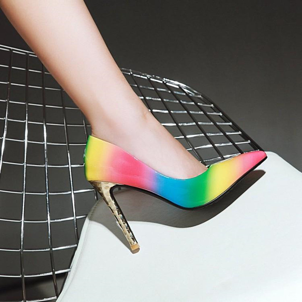 Rainbow Tie-Dye Women's Pointed Toe Stiletto Heel Pumps