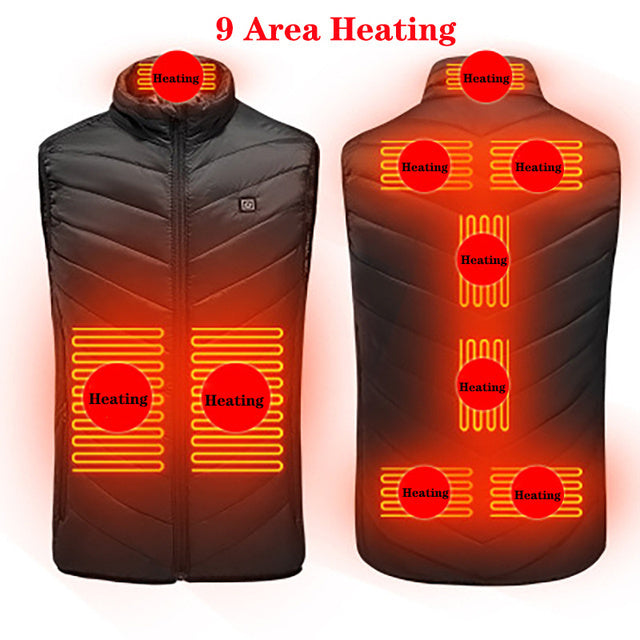 Men's Heated Stand Collar Washable USB Charging Cotton Down Electric Vest