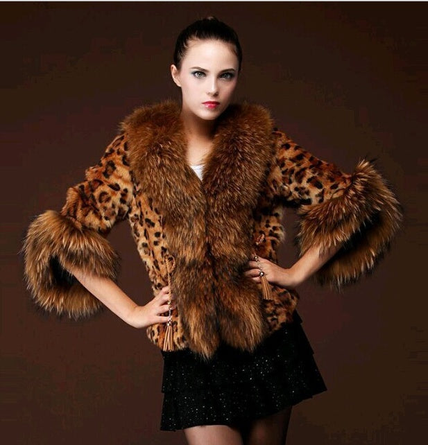 Leopard Print Faux Fur Women's Jacket to 3X Plus Size