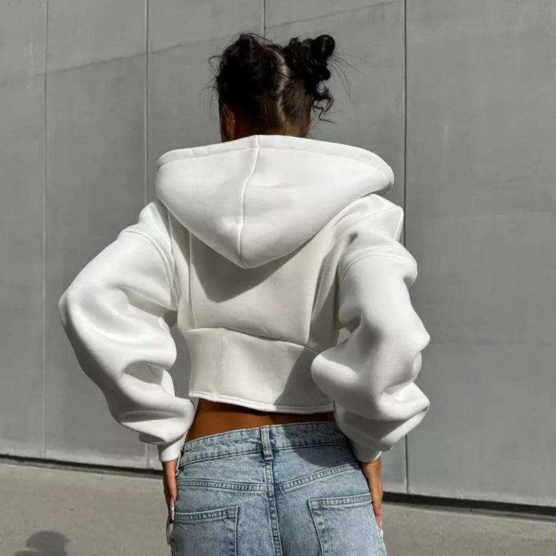 Corset Design Streetwear Long Sleeve Women's Zipper Hip-Hop Hoodie Jacket
