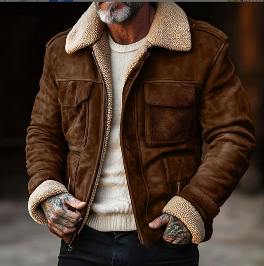 Men's Lambswool Lined Multi-Pocketed Zipper Jacket