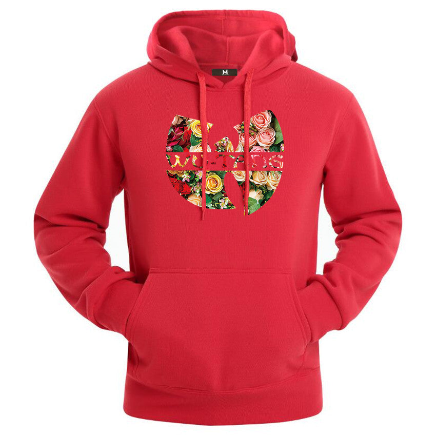 Men's Rose Flower  "Wu-Tang" Drawstring Hip-Hop   Hoodie Sweatshirt