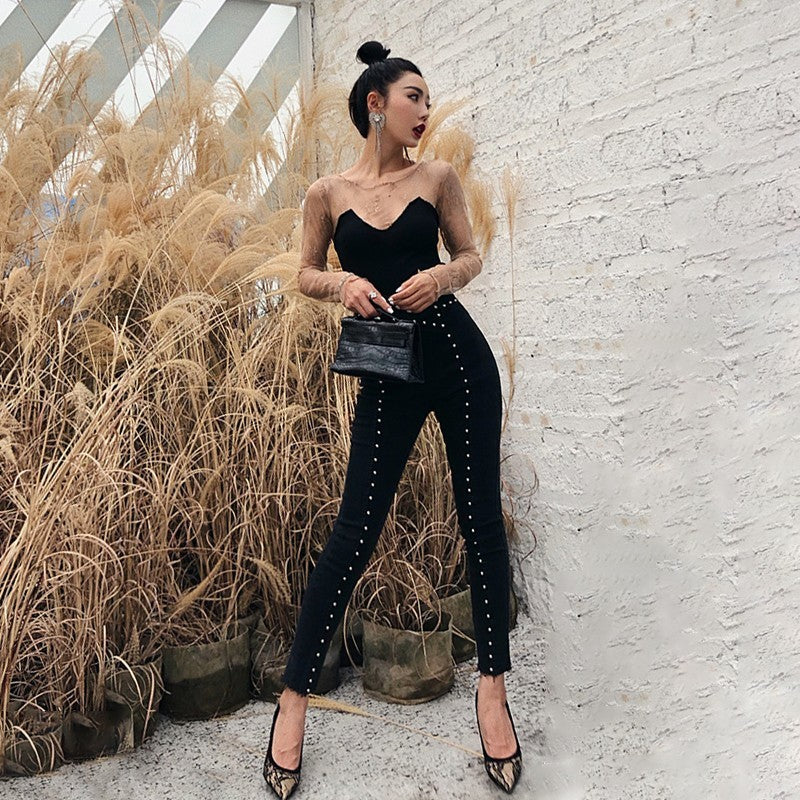 Hot Drill Rivet Design Women's Jeggings