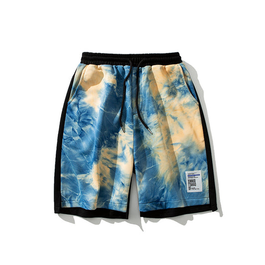 Men's Tie-Dye Drawstring Loose Elastic Waist Athletic Shorts