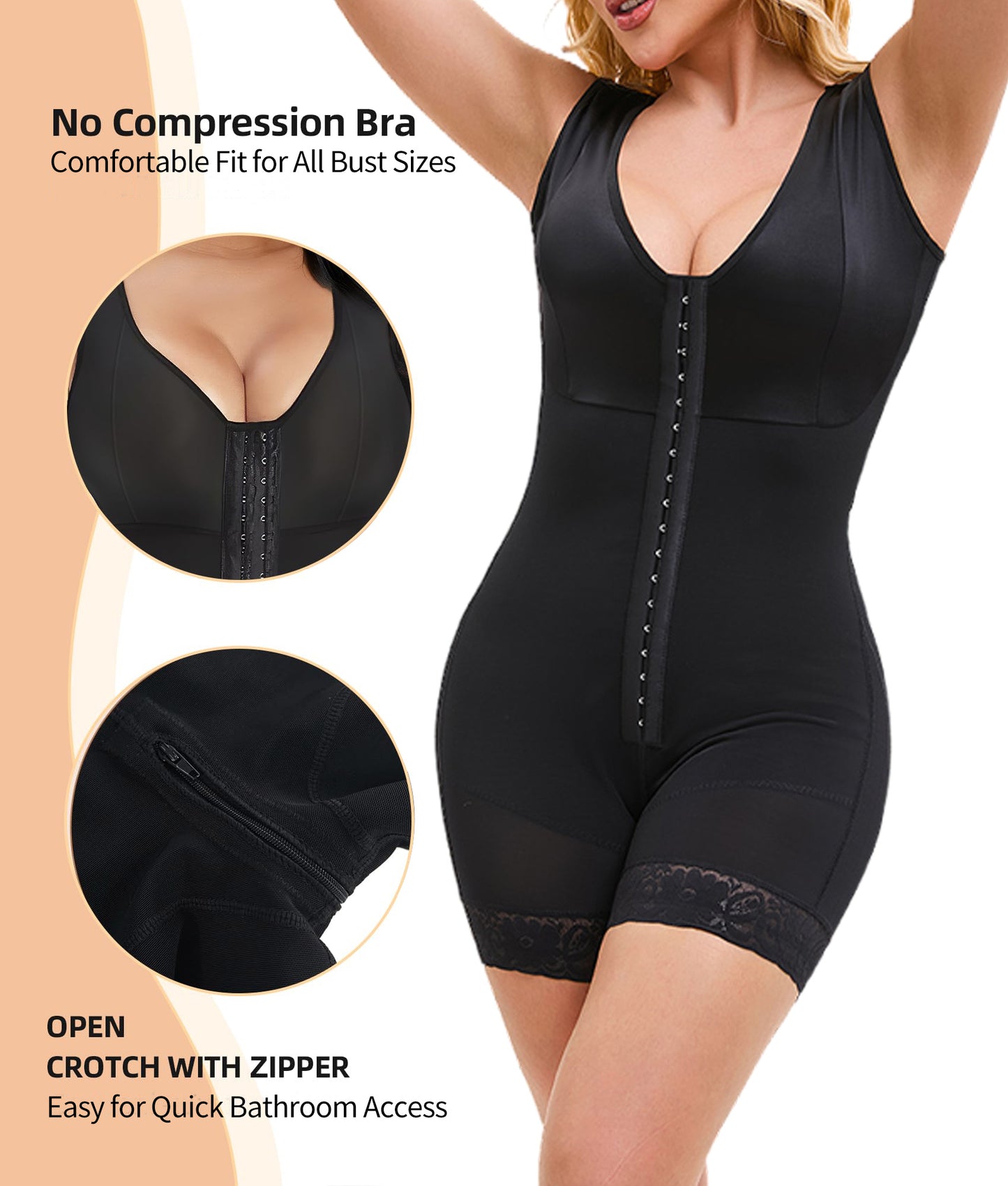 Tummy Control Post Surgery Zipper Butt Lifting Full Body Shaper