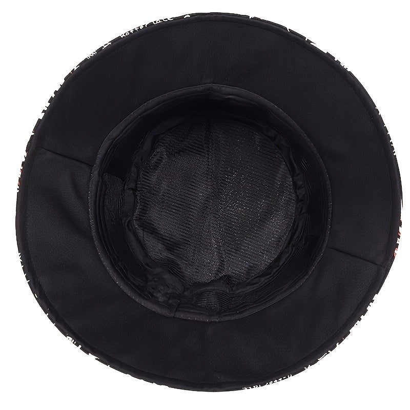 Black Graffiti Print Fisherman Hat