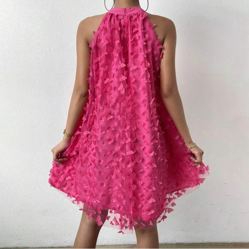 Mesh Strapless Layered Sleeveless Halter Mini Dress