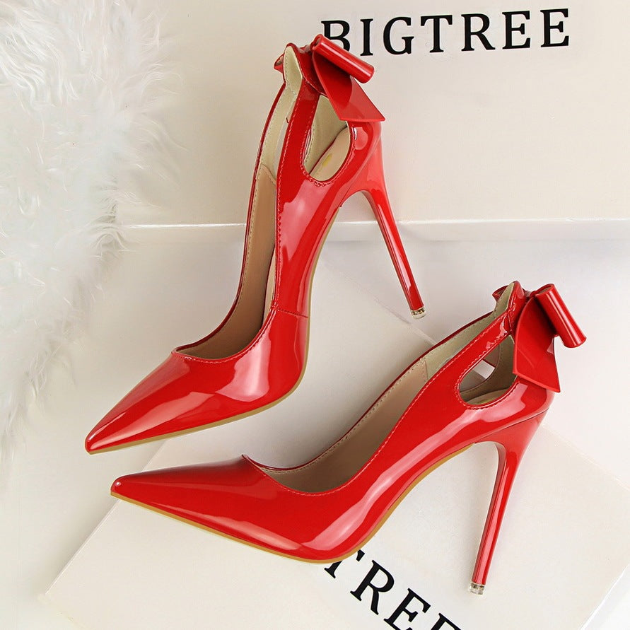 Cut-Out Back Bow Design Women's Stiletto Heel Pumps