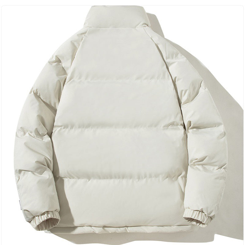 Unisex Plush Fleece Lined Solid Color Pocketed Puffer Bomber Jacket