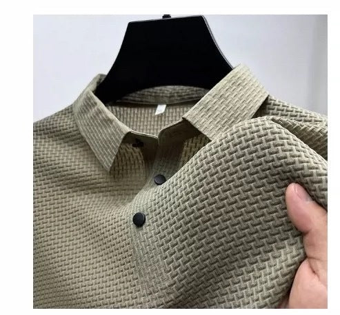 Men's Mesh Ice Silk Short Sleeve urn-Down Collar Polo Shirt