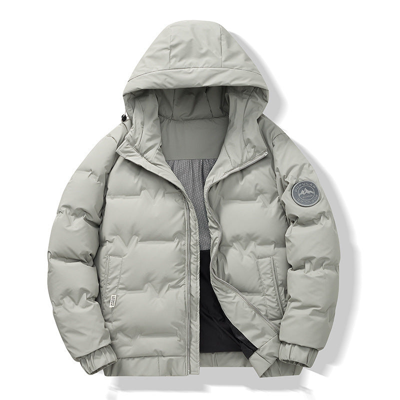 Men's Padded Ribbed Zipper Down Hip-Hop Hoodie Jacket