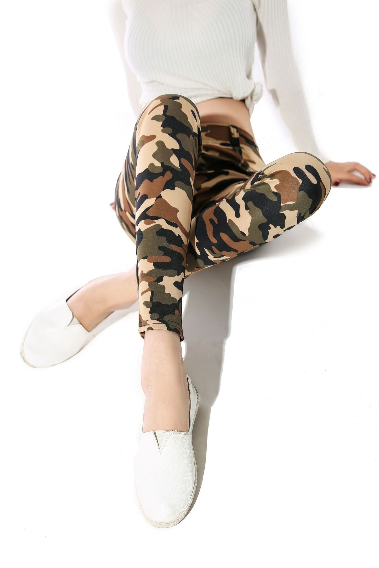 Camoflauge Print Women's Straight Leg Trouser Pants