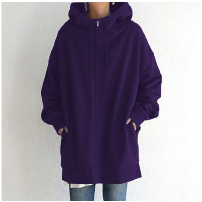 Oversized Drawstring Women's Fuzzy Long Sleeve Sports Pullover Zipper Hoodie Sweatshirt to 5X Plus Size