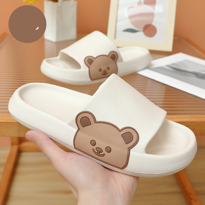 Unisex Teddy Bear/Bunny Thick Sole Flip-Flop Slipper Slides