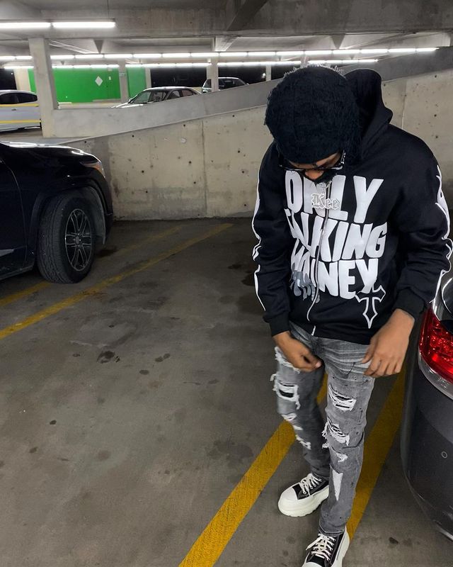 Men's "ONLY TALKING MONEY" Flame Letter Print Hip-Hop Zipper Hoodie Sweatshirts