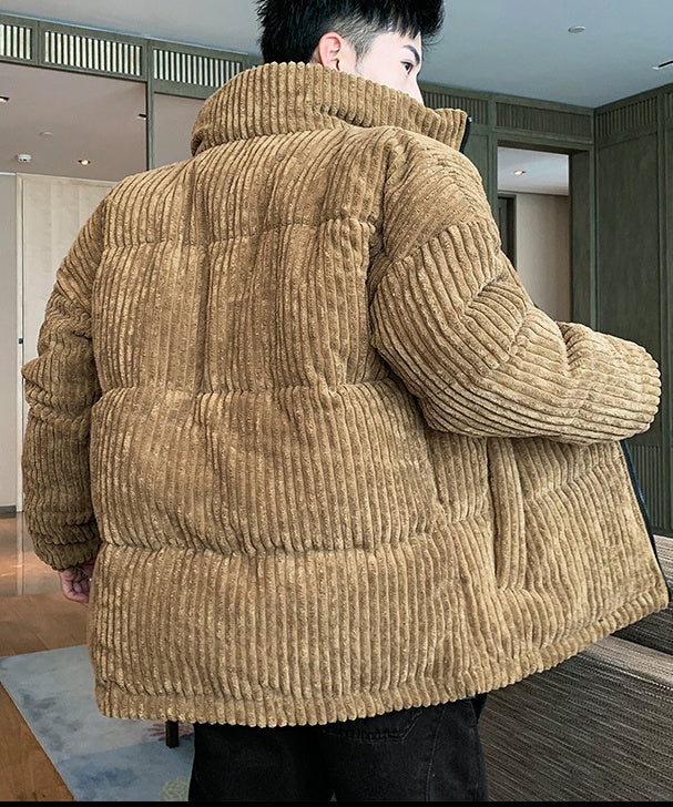 Men's Oversized Corduroy Padded Hip-Hop Zipper Jacket