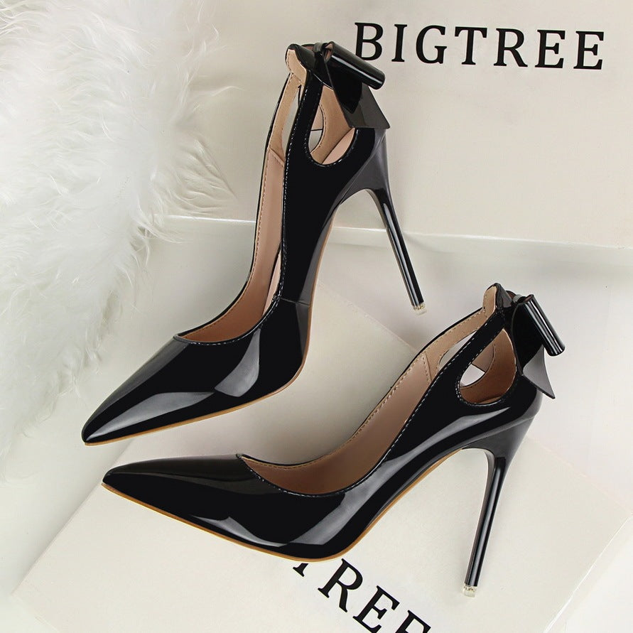Cut-Out Back Bow Design Women's Stiletto Heel Pumps