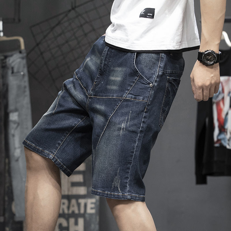 Men's Black Washed Distressed Denim Jean Shorts