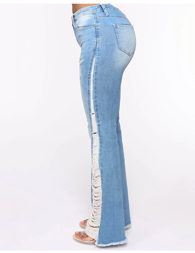Women's Stretch Ripped Flared Jeans