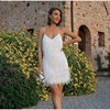 Tassel Sequin Feather Design Sleeveless V-Neck Spaghetti Strap Formal Mini Party Dress to 3X Plus Size