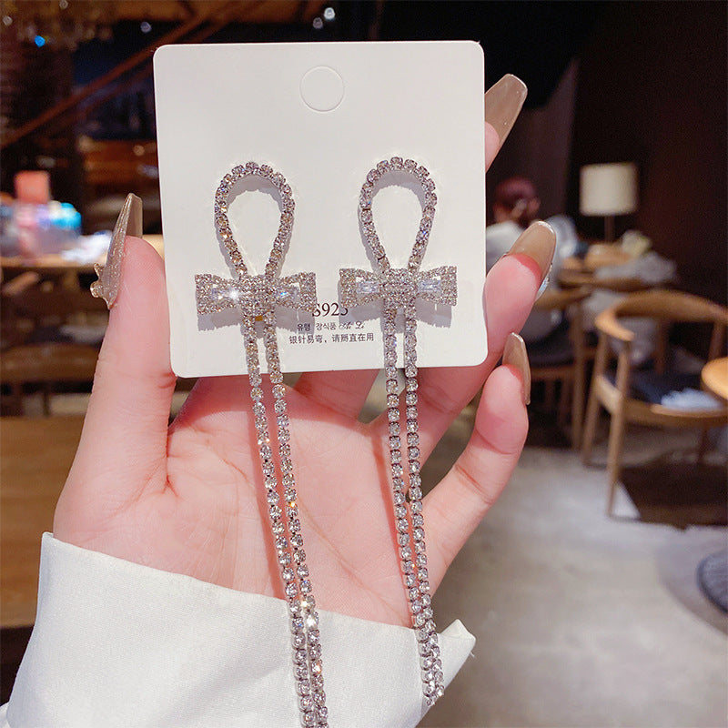 Assorted Hanging Sterling Silver/Gold Needle Light Rhinestone Pearl/Tassel Earrings