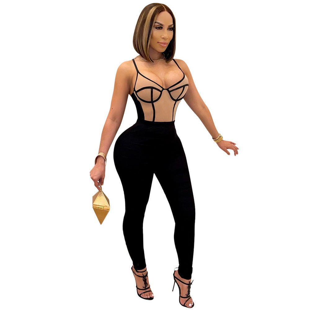 Corset Top Design Skin Tight Women's Jumpsuit