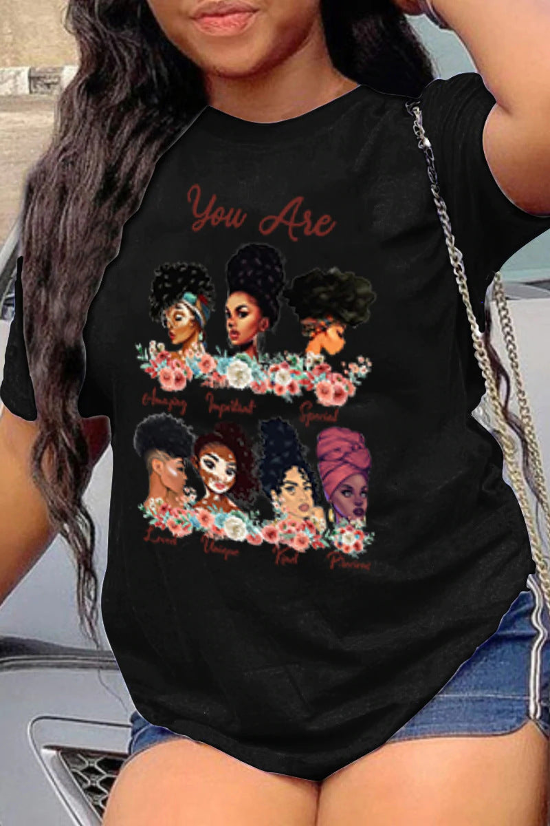 "You Are" Black Woman Hip-Hop Digital 3D Print Women's T-Shirt to 5X Plus Size