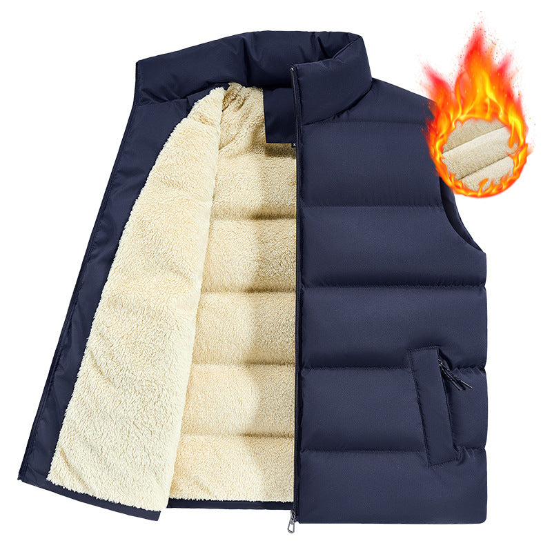 Men's Ribbed Sleeveless Lambswool Lined Solid Color Zipper Vest