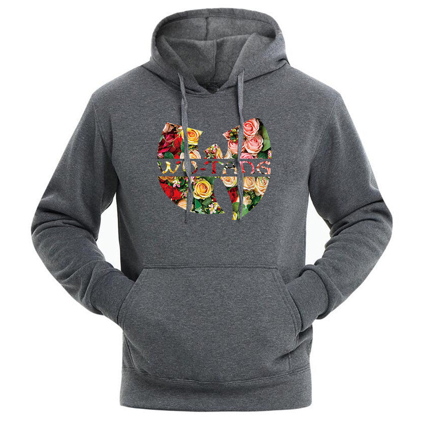 Men's Rose Flower  "Wu-Tang" Drawstring Hip-Hop   Hoodie Sweatshirt