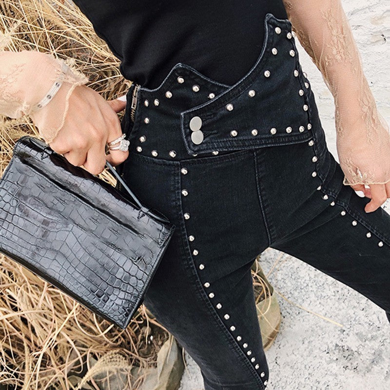 Hot Drill Rivet Design Women's Jeggings