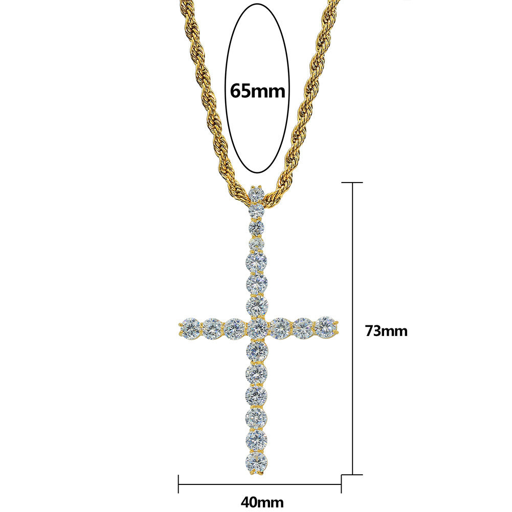 Cross/Ankh Design Hip-Hop Zirconia Chain Necklace