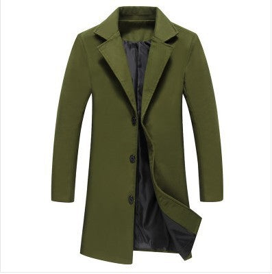 Men's Turn-Down Collar Button-Up 3/4 Length Pea Coat